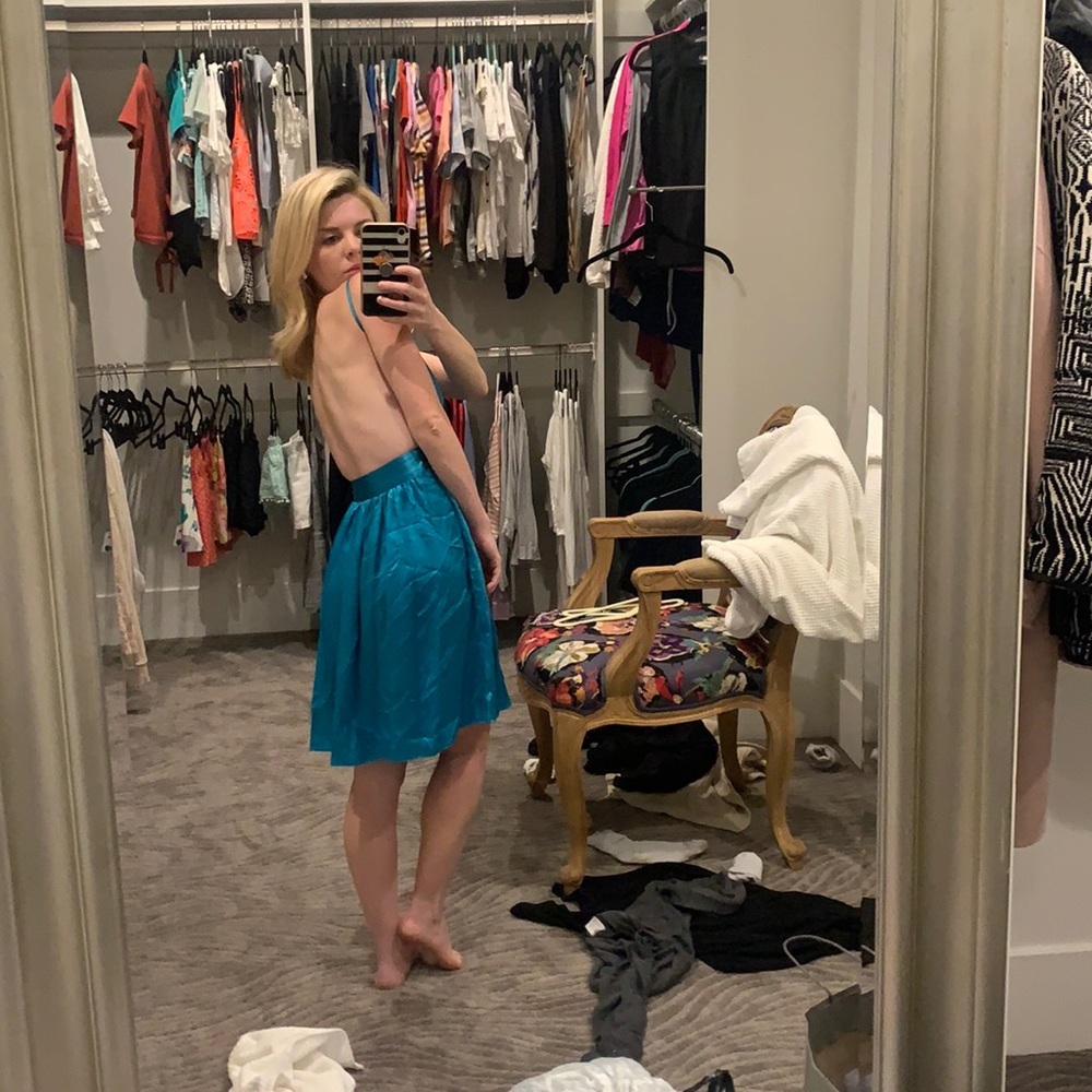 Blue silk dress